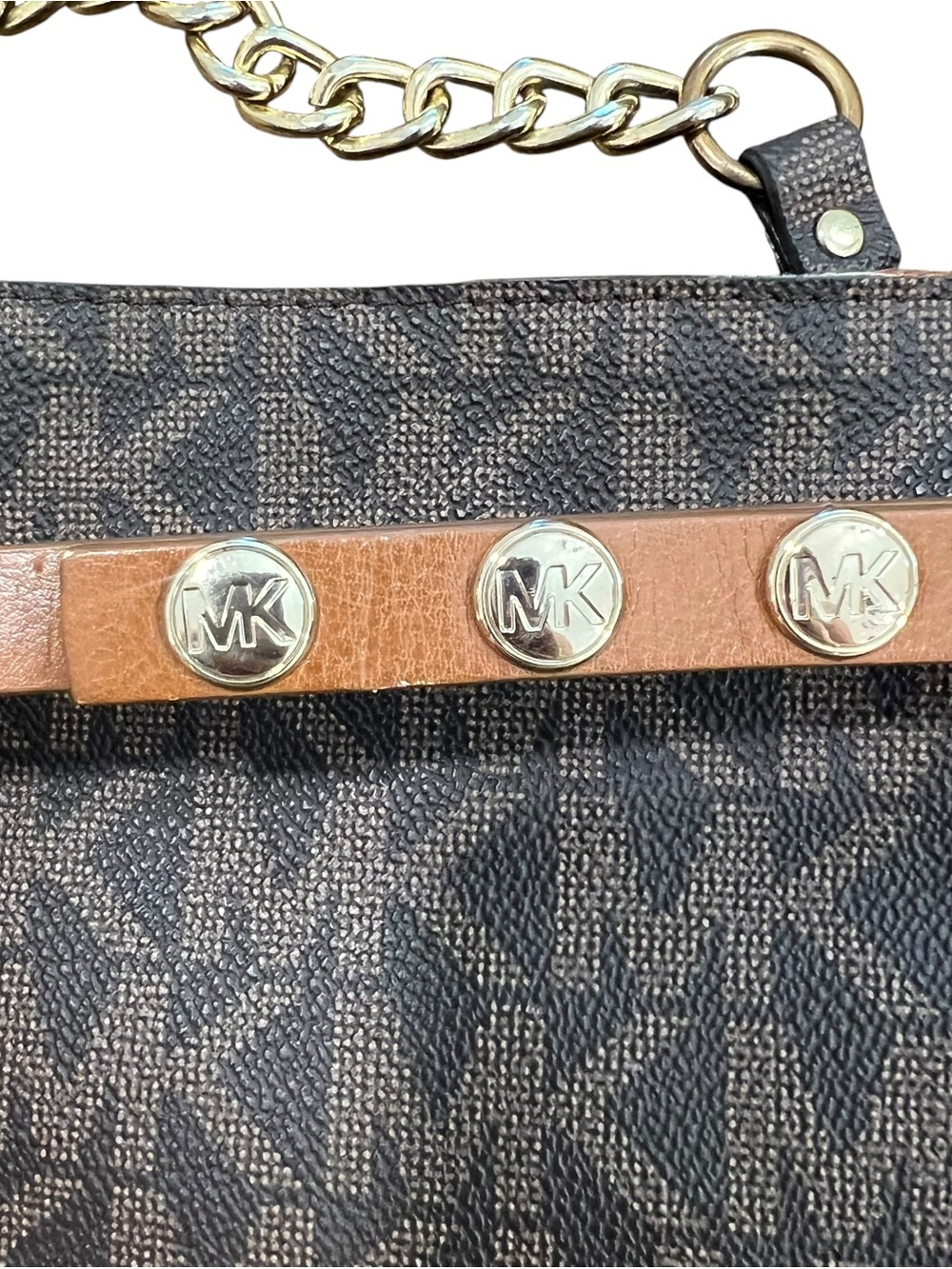 Michael Kors Belt Bag Brown Monogram Logo Print Leather Waist Pack Crossbody - Picture 9 of 10